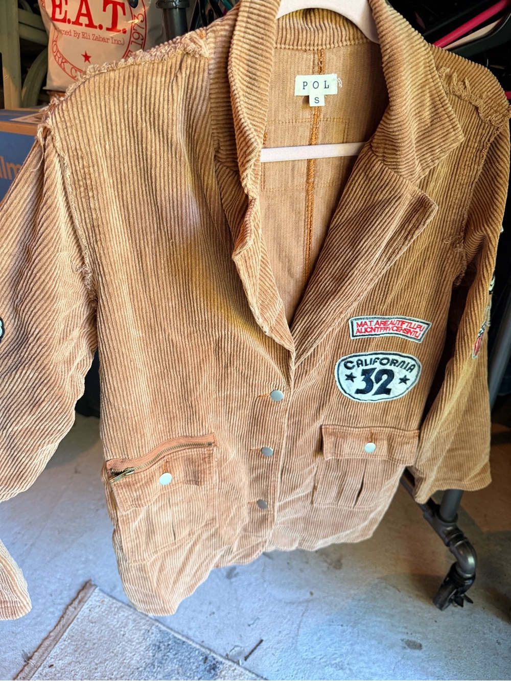 POL Tan Corduroy Patch Pocket Blazer